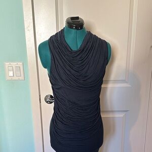 Helmut Lang Dark Blue Draped Skin tight dress